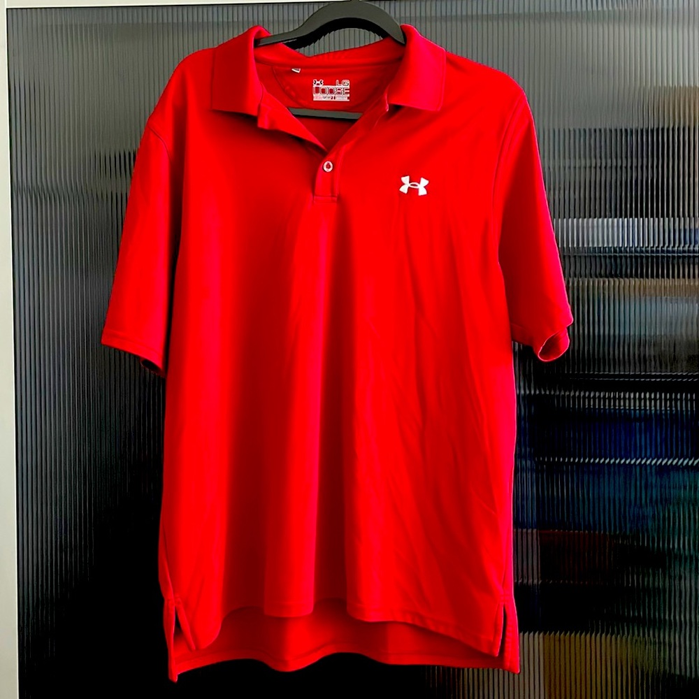 Men’s GOLF under armor polo. Size L.  3 FOR $25!